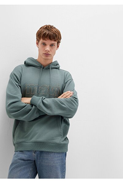 Mavi logo cu imprimeu cu glugă loose fit (bol rahat croială ) swea tricou
