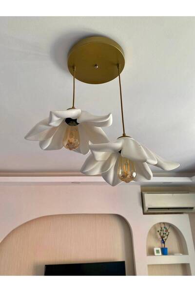 DREAM MODE Fleura 2'li Çiçek Tasarımlı Sarkıt Avize Modern Bohem Dekoratif Tavan Aydınlatması E27 Oturma Odası, Salon ve Yemek Masası Avize