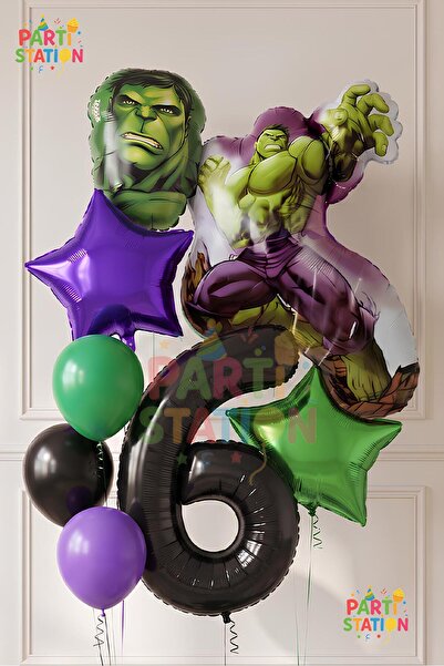 Parti Station Avengers Hulk Balloon 6 Year Old Set 8 Piece Hulk Birthday Set