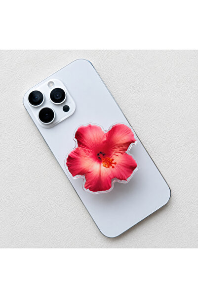EDELFU Popsocket Dekoratif Açık Kırmızı Çiçek Desenli Telefon Tutucu ve Telef...