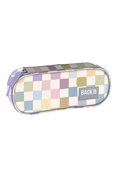 Derform Penar oval BackUp8, 23x9x5cm, model pastel cu carouri, PB8A01