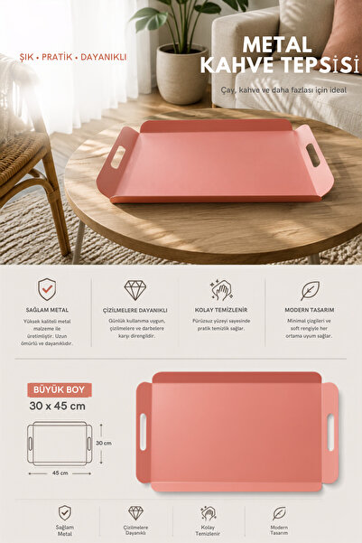 hemlife Metal Serving Tray Rectangular Decorative Presentation Tray 40*37 cm ...