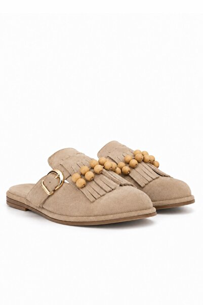 İX Muse Women's Suede Slippers with Beads and Tassel Detail
