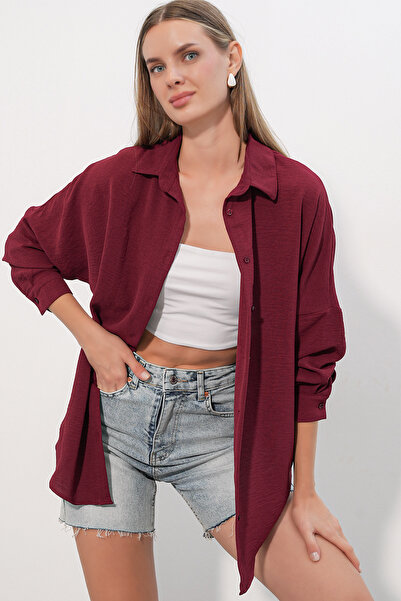 Bigdart Women's Aerobin Oversize Shirt 20402 - Claret Red
