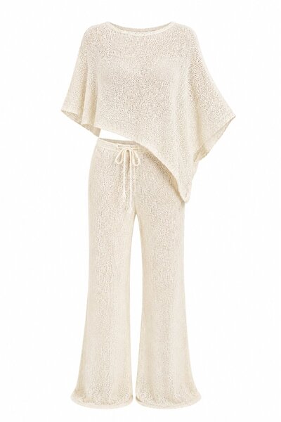 Laluvia Ecru Bürümcük Double Beach Set - 1040