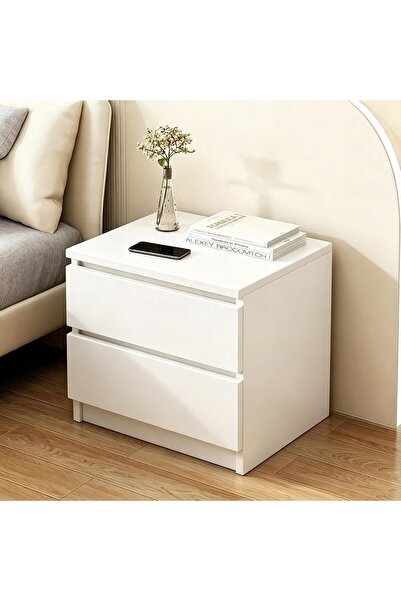 sharpdo White Nightstand with 2 Drawers, Modern Bedside Cabinet 32×30×41CM, S...