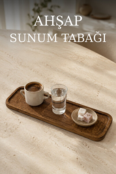 GİNZAMAİSON Line Model 35 cm Ahşap Sunum Tabağı Klasik Form Uzun Servis ve Ka...