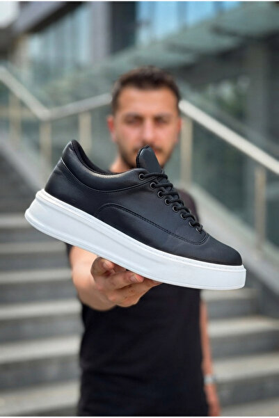 Zerenyus Zrk-X005 High Quality Black and White Lace-Up Thick Sole Men's Sneaker