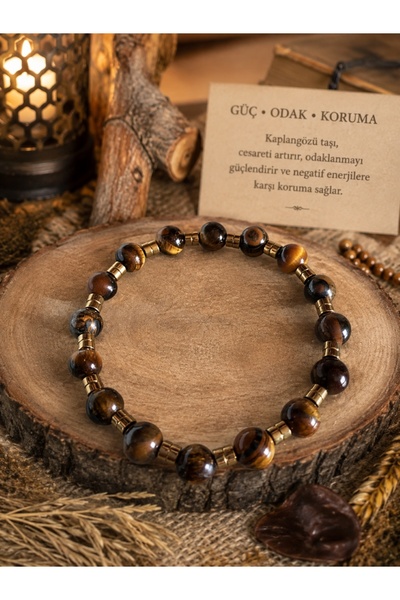 Liacharm Handmade Natural Stone Bracelet with Tiger's Eye and Metal Spacer De...