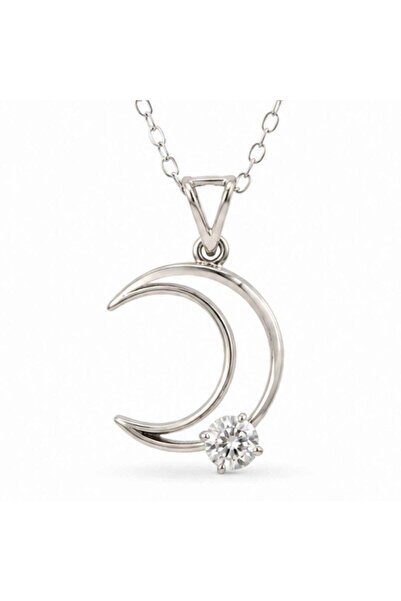 craftmystic Colier Semiluna cu diamant Moissanit din Argint 925 - Feminitate ...