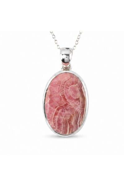 craftmystic 925 silver necklace with natural rhodochrosite oval – emotional b...