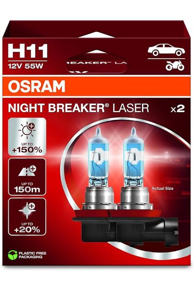 OSRAM LED VALUE مصباح أمامي هالوجين OSRAM Night Breaker Laser H3، إضاءة أكثر ...