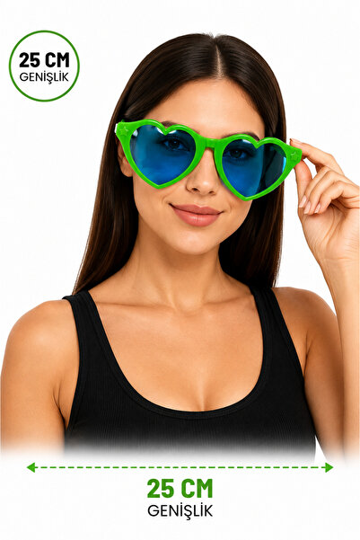 PARTİPORT 25 cm Giant Heart Glasses with Frame Blue Glass Party Glasses Festi...