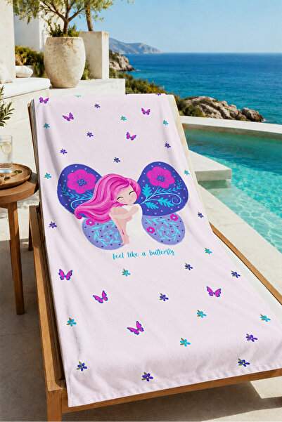 Evmila Fairytale Ballerina Girl Blue Floral Wreath Patterned 70X150 Beach Tow...