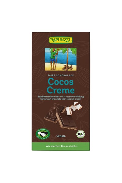 Rapunzel Ciocolată neagră cu cremă de cocos, organică vegană, 100g