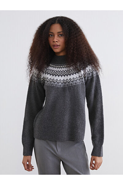 LC Waikiki Peak New Season Half Turtleneck Patterned Women's Knitwear Sweater