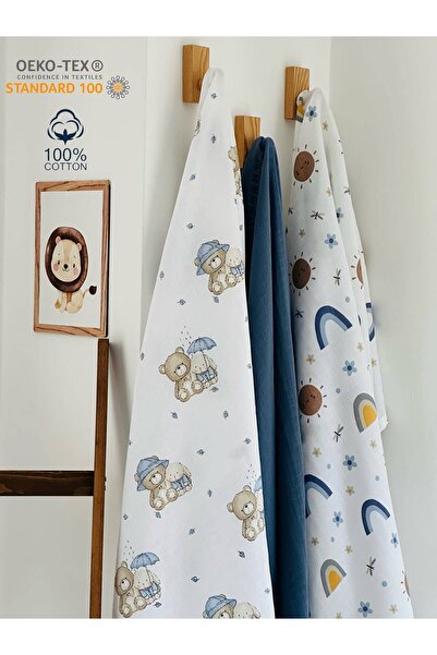 Fulya Tuhafiye 100% Cotton 3-Piece Muslin Baby Blanket Set Oeko-Tex Certified...