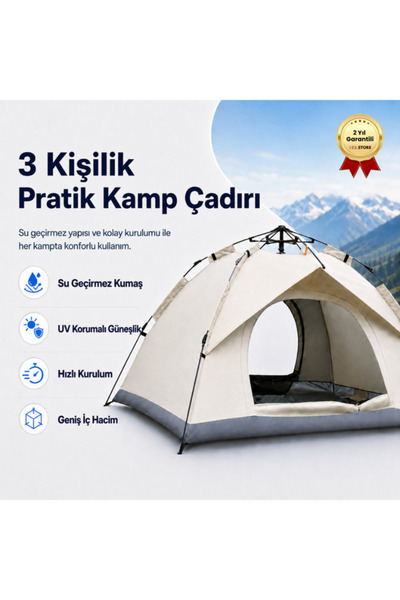inca2613 Otomatik Kamp Çadırı 200x150x120 cm Çift Katmanlı 3 Saniyede Kurulum...