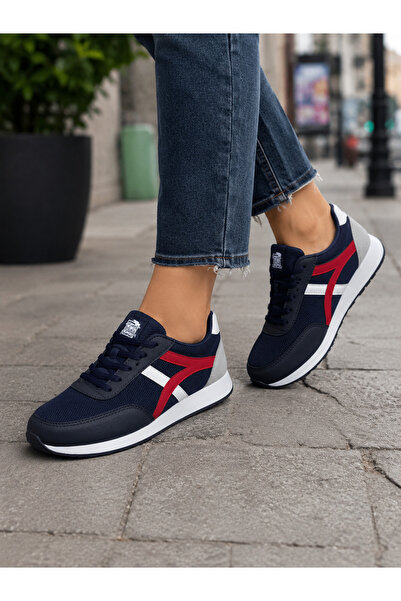 relaxis Women's Navy Blue Striped Summer Light-Soled Casual Sneaker Sports Shoes