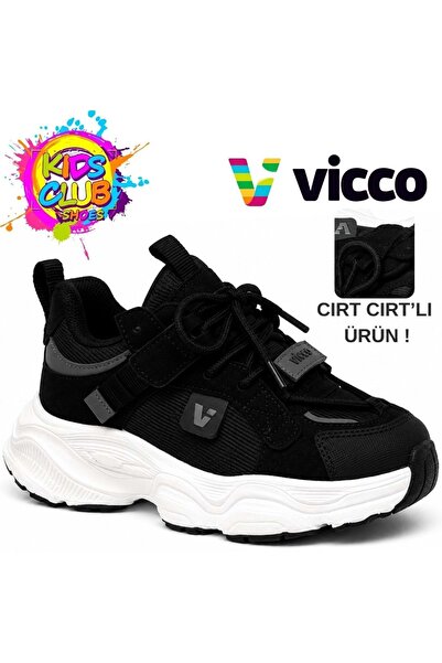 Vicco حذاء رياضي للأطفال من Ceni Süs برباط وشريط فيلكرو باللون الأسود