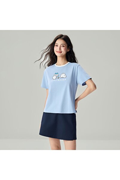 Giordano Women's Chiikawa Subdued Blue Boyfriend Fit Graphic Tee