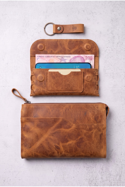 BeeBlack 100% Genuine Leather Set: Handbag, Wallet, Keychain Set