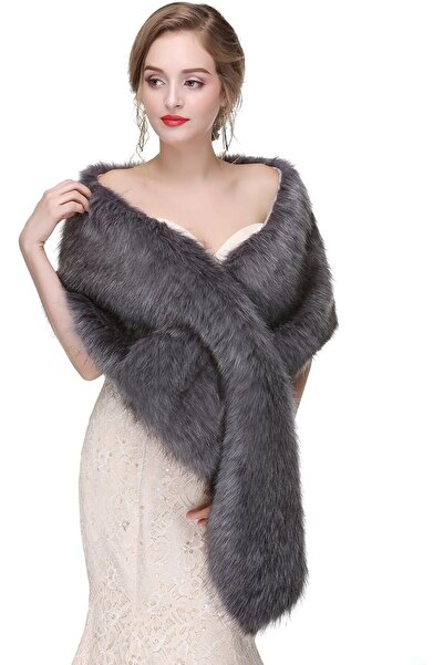 GENERAL Faux Fur Shawl Wrap Stole Shrug Winter Bridal Wedding Cover Up