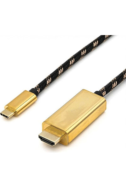 Roline Χρυσό Καλώδιο Προσαρμογέα USB Type-C σε HDMI Αρσενικό/Αρσενικό 2μ