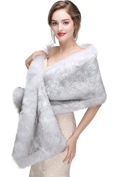 GENERAL Faux Fur Shawl Wrap Stole Shrug Winter Bridal Wedding Cover Up