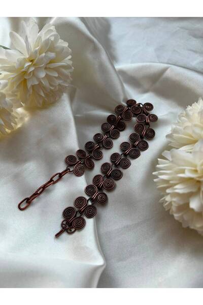 SEYH COPPER El Yapımı Vintage Geniş Sarmal Halhal