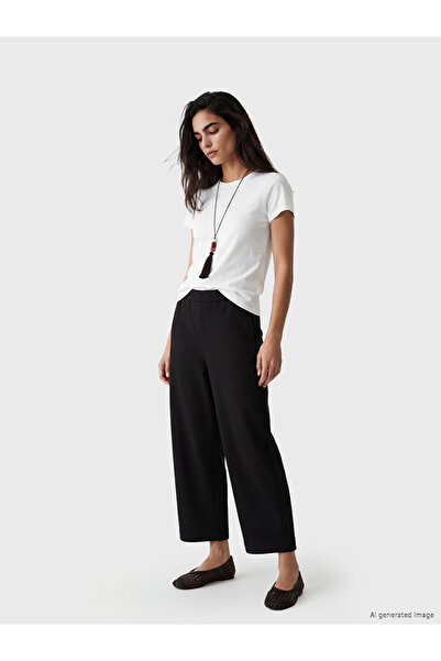 LC Waikiki Black Soft Touch Women's Sweatpants with Elastic Waistband