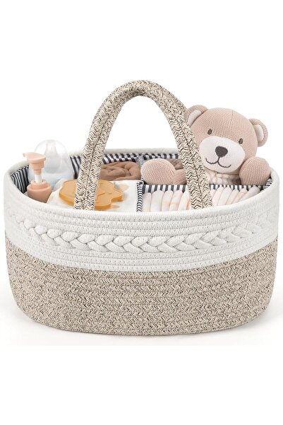 Maliton Baby Diaper Caddy Organizer, Stylish Cotton Rope Baby Basket Nursery ...