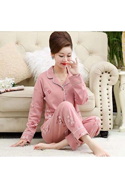 GENERAL Women'S Pajamas Cotton Pajama Set Long Sleeve Top + Pants