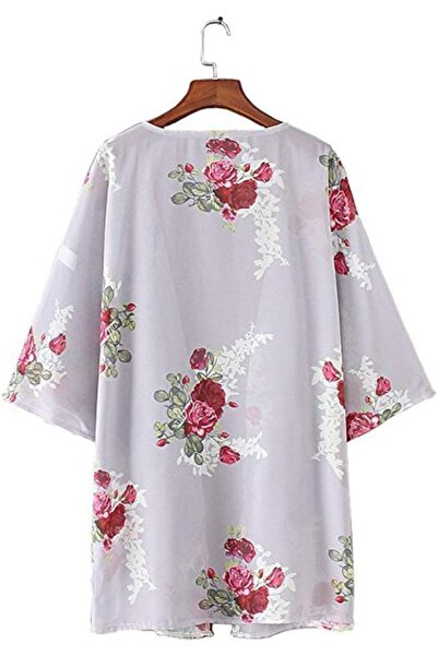 GENERAL Womens Cover Ups Chiffon Floral Print Kimono Loose Shawl Cardigan Boh...