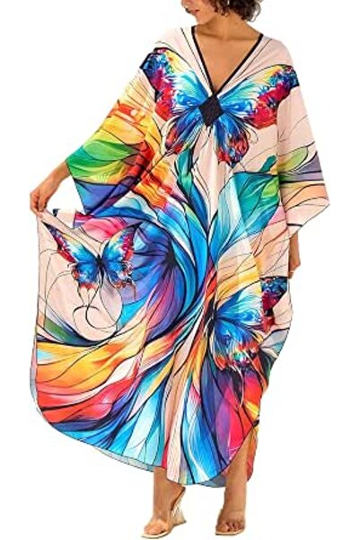 GENERAL Women's Cotton Kaftan Loungewear Boho Homewear Oversized Kimono Maxi ...
