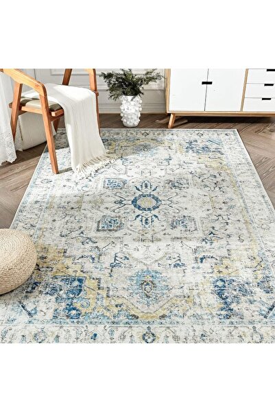 jinchan Floral 61x91CM Rugs for Entryway Vintage Washable Small Non-Slip Dist...