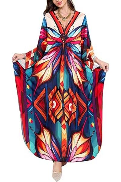GENERAL Women's Summer Long Beach Dress Kimono Maxi Kaftan Cover ups
