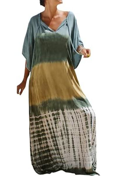 YouKD Women's Long Kaftan Maxi Dress Boho Swimsuit Beach Cover Up Robes One S...