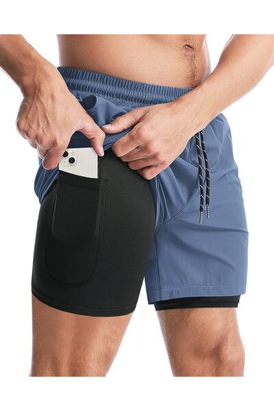 GENERAL Aolesy Men’s 2 in 1 Running Shorts, Workout Gym Athletic Shorts for M...