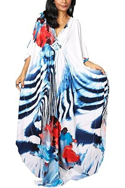 GENERAL Women Bohemian Kaftan Maxi Loungewear Nightgown Kimono Oversized Slee...