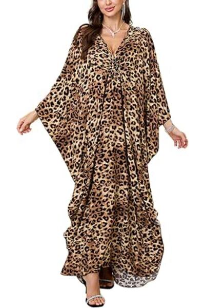 GENERAL Women's Cotton Kaftan Loungewear Boho Homewear Oversized Kimono Maxi ...