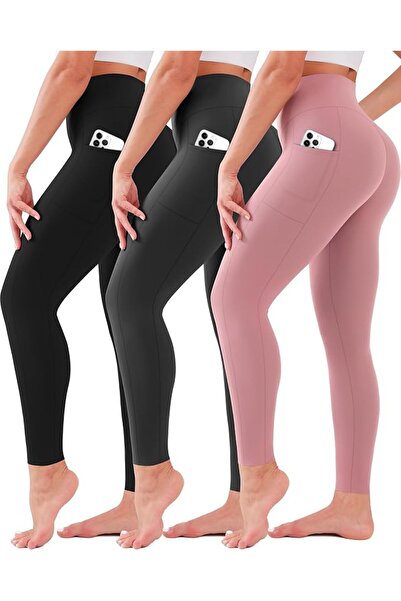 SunCloverBoutique 3 قطع من السراويل الضيقة للنساء ذات الخصر العالي، غير شفافة...