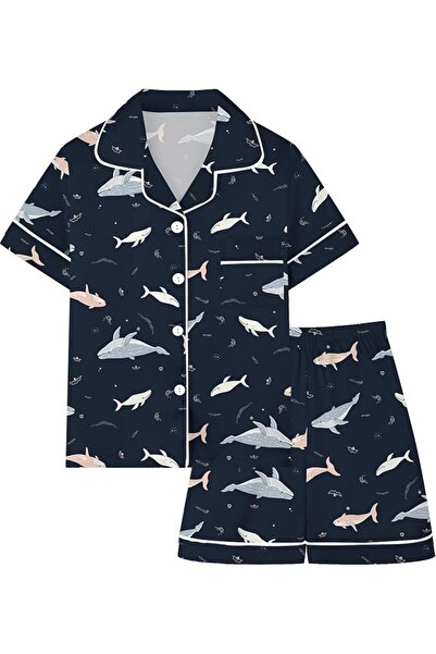 GENERAL Schbbbta Girls Boys Satin Pajamas Set, 2Piece Silk Nightwear Button-D...