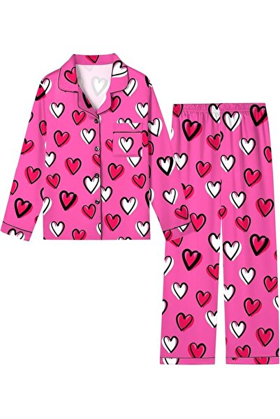 GENERAL Schbbbta Girls Boys Satin Pajamas Set, 2Piece Silk Nightwear Button-D...