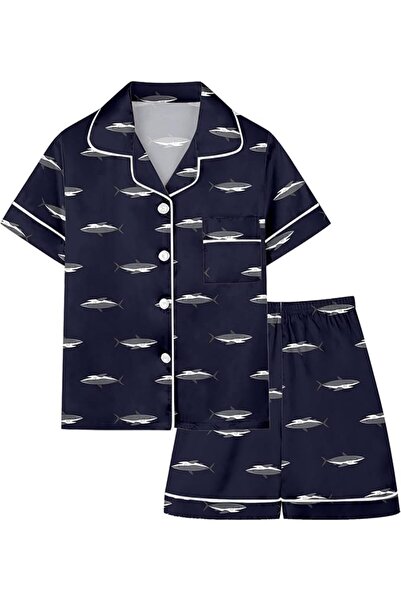 GENERAL Schbbbta Girls Boys Satin Pajamas Set, 2Piece Silk Nightwear Button-D...