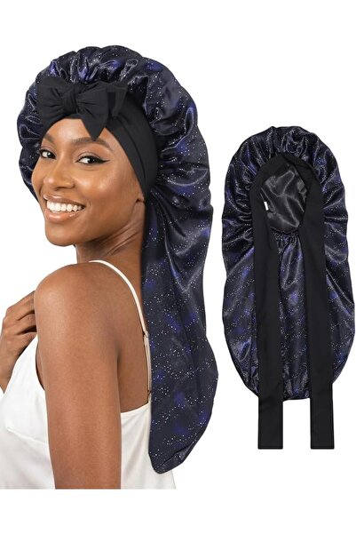 AWAYTR womens Double Layer Long Satin Bonnet Long Satin Bonnet (pack of 1)