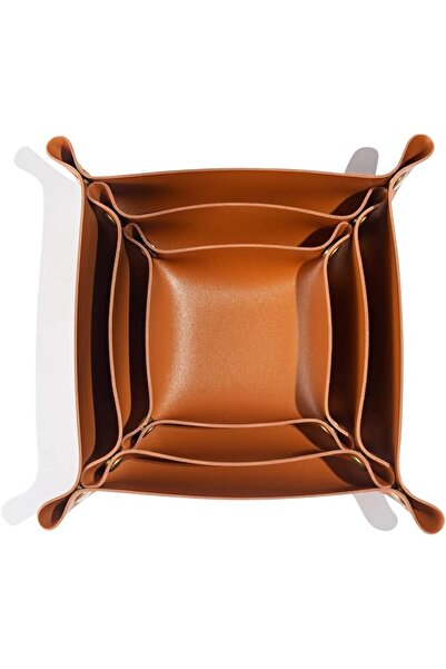 GENERAL 3 packs PU Leather Tray in 3 Sizes Jewelry Tray Glossy Leather Desk O...