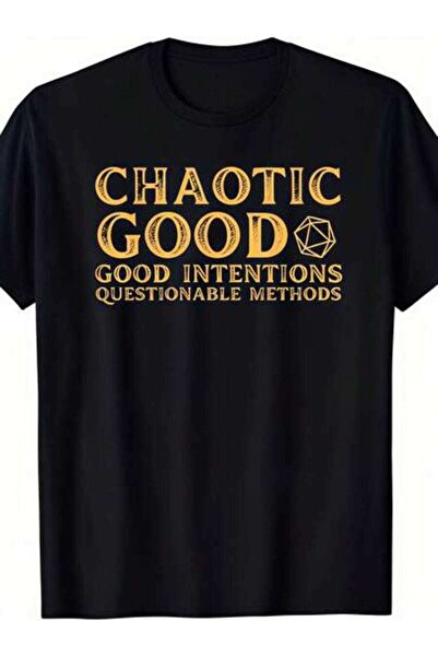 23ERVA Chaotic Good, Women's D20 Dice Text Design, Pure Cotton T-Shirt, Casua...