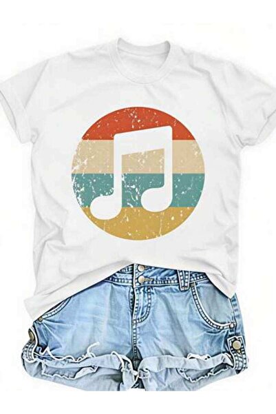 23ERVA Note, Women's Vintage Rainbow Design, Pure Cotton T-Shirt, Summer Wear...
