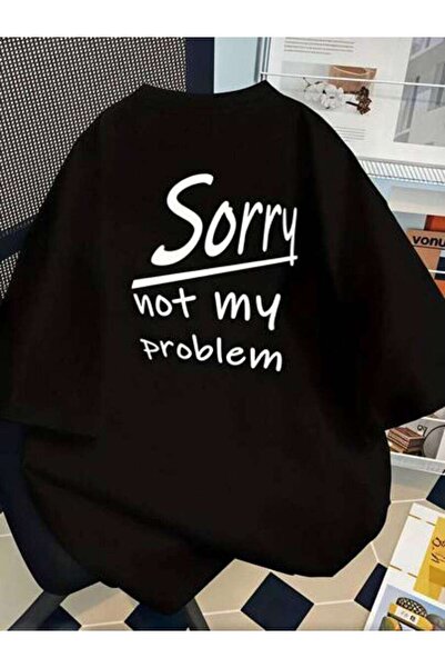 23ERVA Casual Women's Sorry Not My Problem Text Design, Pure Cotton T-Shirt, ...